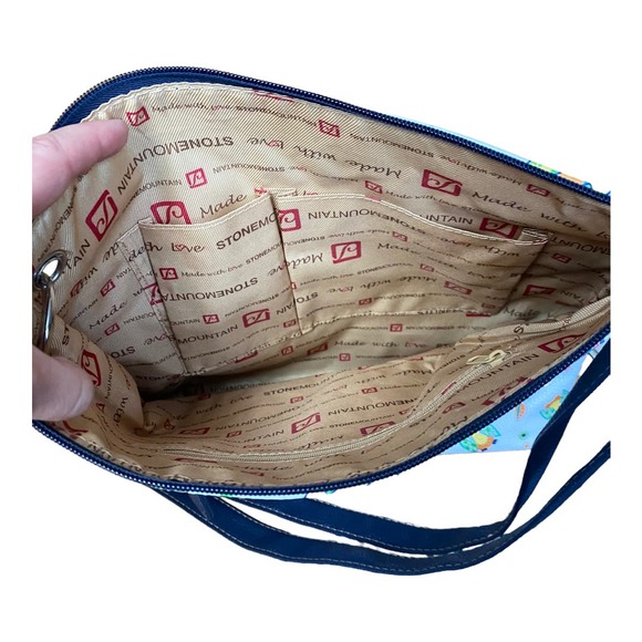 Stone Mountain Owl Print Navy and White Leather Crossbody - Picture 5 of 9